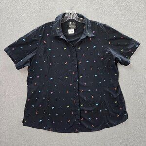 Taco Bell Women Top XL Black Logo All Over Print‎ Short Sleeve Collar